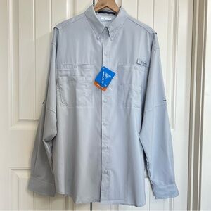 Columbia Mens Tamiami II LS Shirt in Gray, Size L